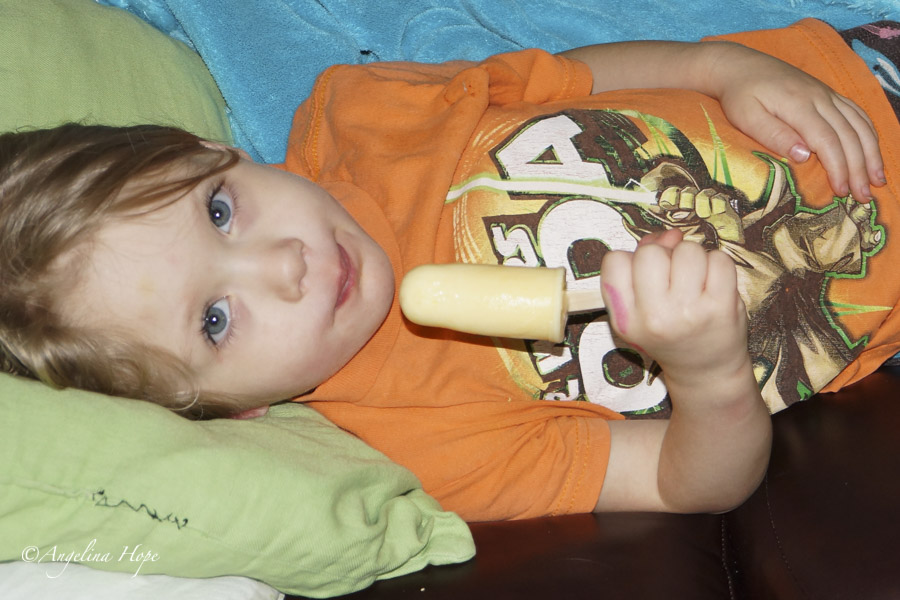 Julianna was so sick, this Popsicle was the only thing she was able to eat with out throwing up.
